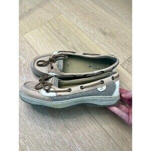 Sperry Top Sider Angelfish Girls Size 4.5 Tan Leather Boat Shoes